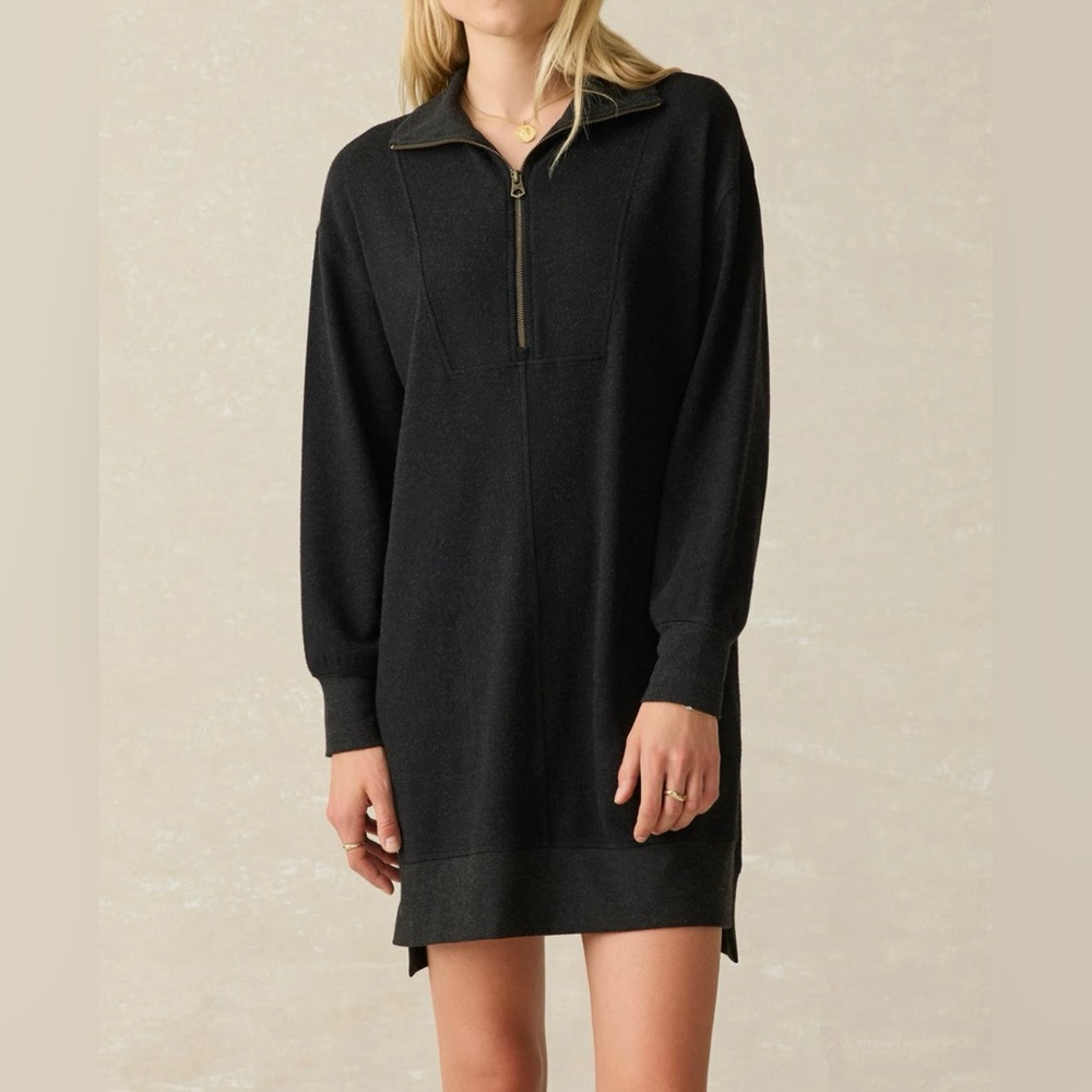 Faherty legent quarter zip long sleeve mini dress